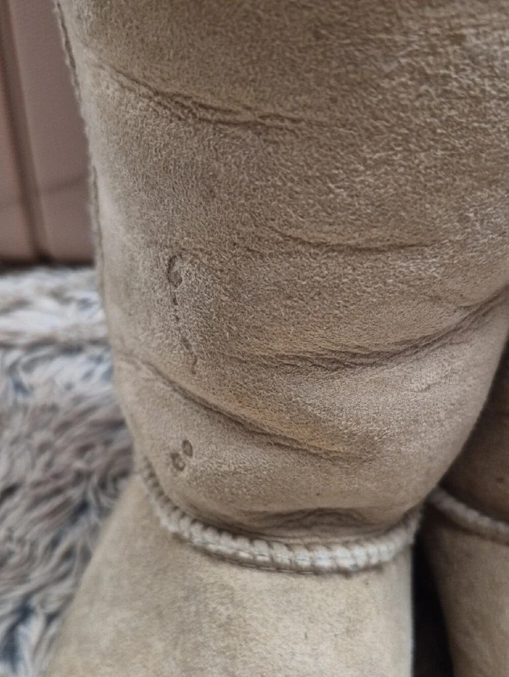 UGG Tall Shearling-Lined Suede Boots in Light Tan